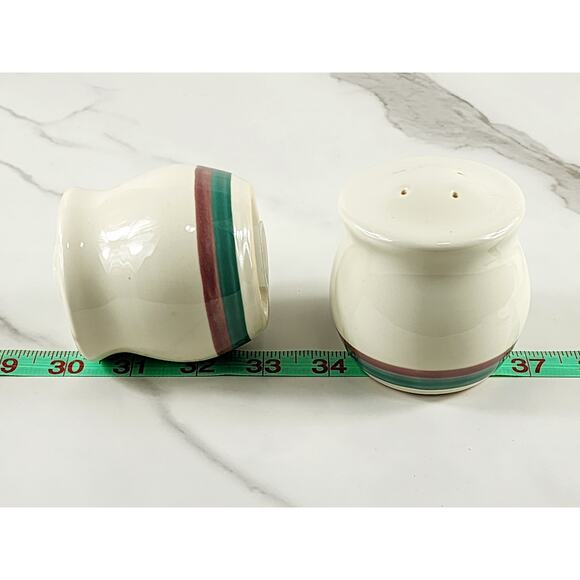 Pfaltzgraff Salt & Pepper Shakers Juniper 3" Stoneware 90's Green Mauve Vintage - Picture 13 of 13